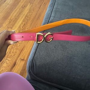Dolce and Gabbana Reversible pink/orange belt with Gold buckle